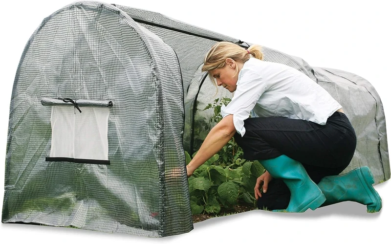 Haxnicks Grower Frame Poly Cover | (Frame Sold Separately) | Clear Polythene Heavy Duty Plant Protection Cover | Mini Greenhouse | Grey 300 x 100 x 100 cm | FTUN010103