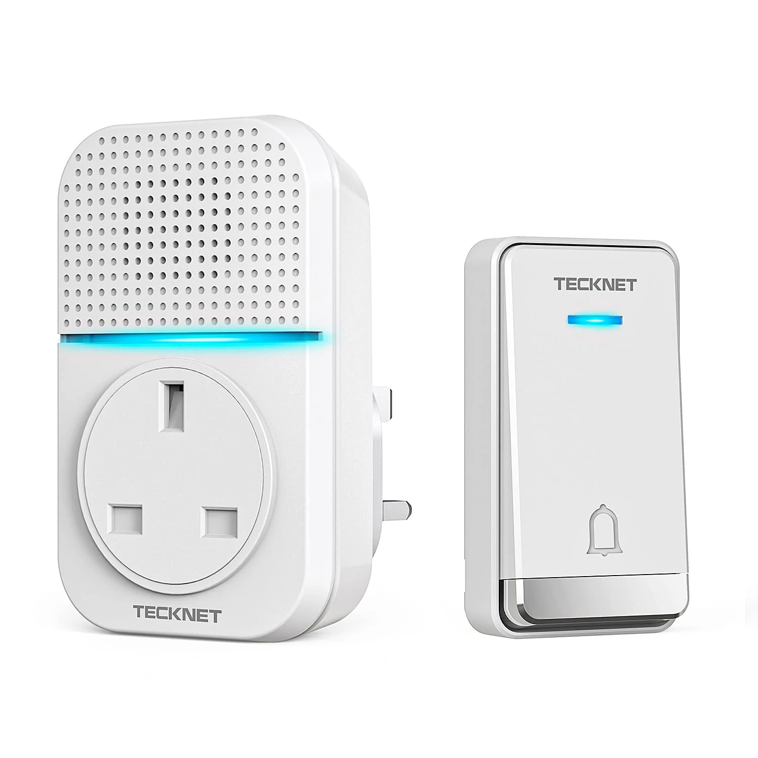 TECKNET Wireless Doorbell, No Battery Required Self-Powered Door Bell Plug in Waterproof IP65 Cordless Doorbell Chime Kits at 1300ft Range with 60 Chimes, 5-Level Volume with LED Light
