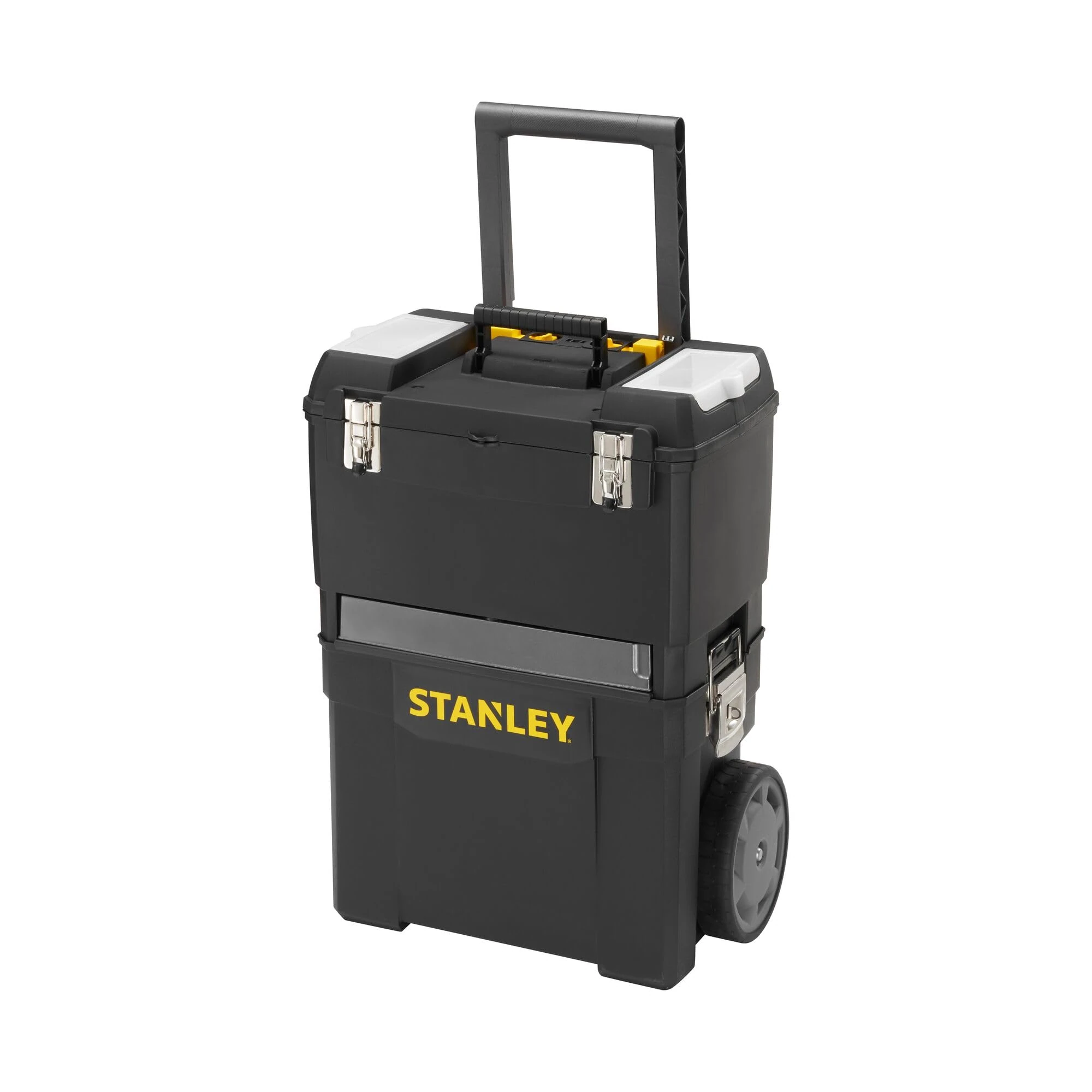 STANLEY Mobile Work Centre Toolbox, 2-in-1 Rolling Workshop with Stackable Units, Removable Toolbox, and Swivel Storage Carousel, 1-93-968