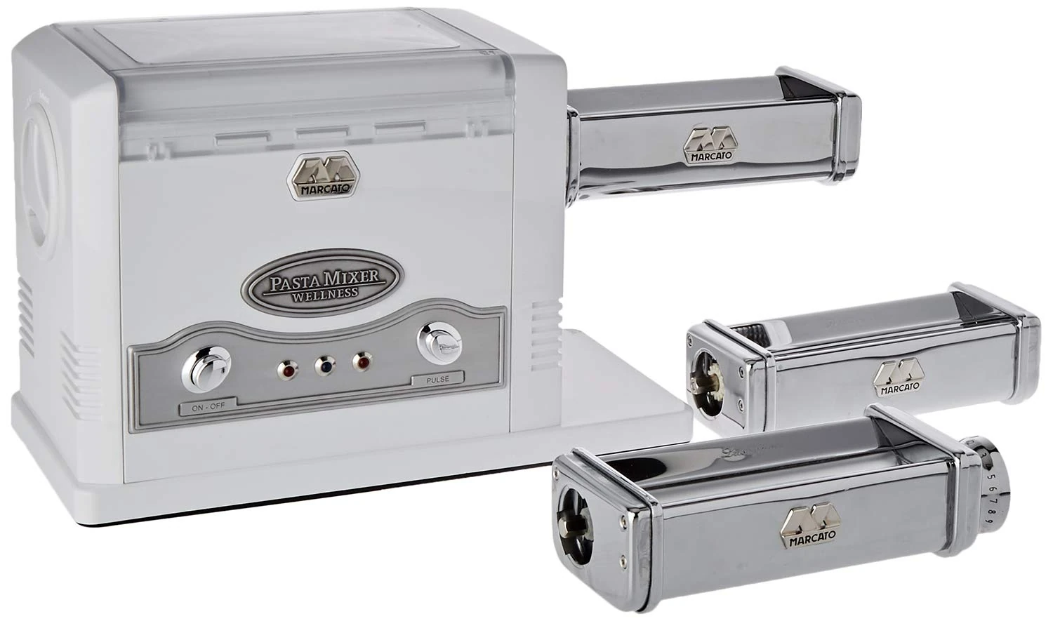 Marcato Mixer, Electric Pasta Machine, Pasta Maker, Kitchen Robot, for Pizza, Fresh Pasta, Bread, Desserts, Biscuits, Compatible with Extra Accessories, Made in Italy. Model: Pasta Mixer