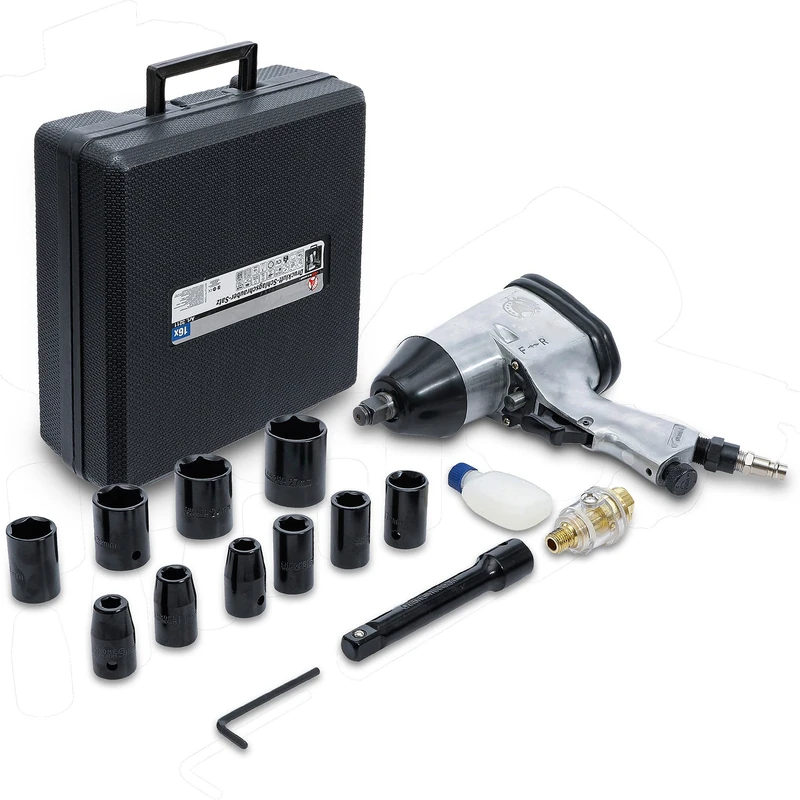BGS Diy 3211 | Air Impact Wrench with Tool Set | 12.5 mm (1/2") | 312 Nm | 16 pcs.