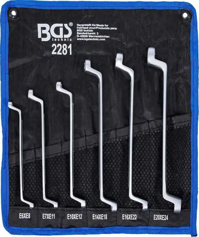 BGS 2281 | Double Ring Spanner Set with E-Type Ring Heads | offset | E6 - E24 | 6 pcs.