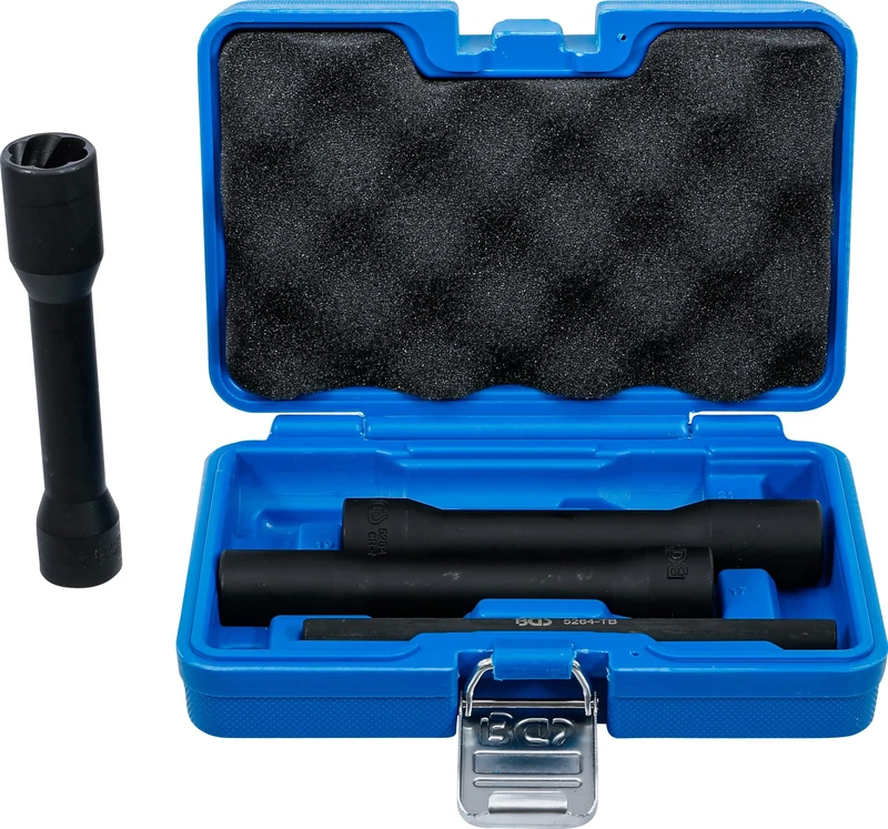 BGS 5264 | Twist Socket Set (Spiral Profile) / Screw Extractor, deep | 12.5 mm (1/2") Drive | 17 - 21 mm | 4 pcs.