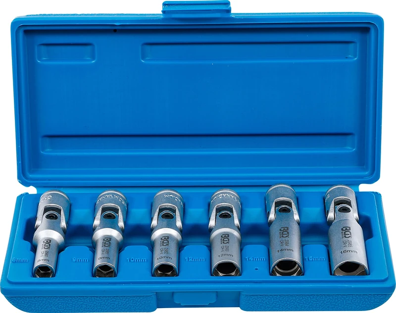 BGS 2990 | Universal Joint Glow Plug Set, Hexagon | 10 mm (3/8") Drive | 8-16 mm | 6 pcs.