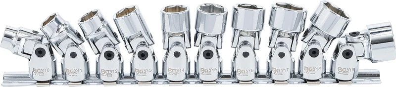 BGS 205 | Universal Joint Socket Set, Hexagon | 10 mm (3/8") Drive | 10 - 19 mm | 10 pcs.