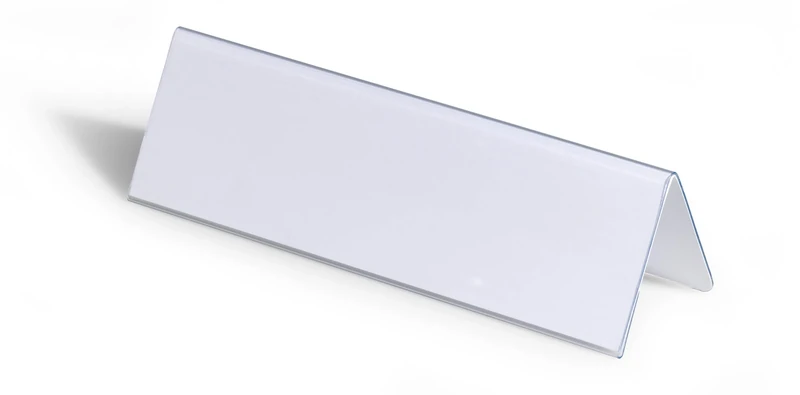 Durable Table Place Name Holder 61 x 210mm Transparent - Pack of 25 - Perfect for Meetings, Conferences, Events, etc.