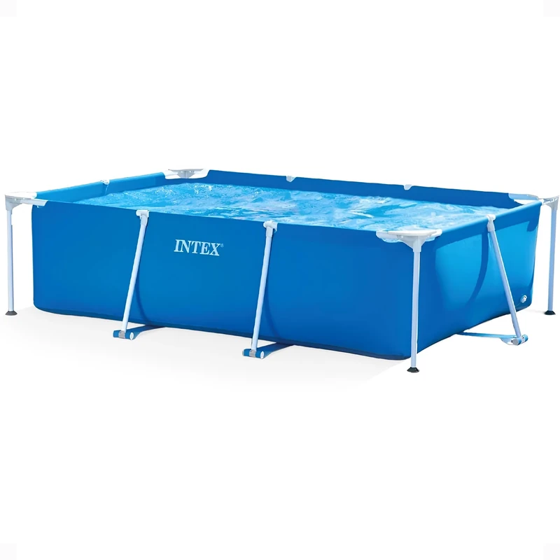 "Intex 28272 Metal Frame Rectangular Outdoor Swimming Pool, Filter Pump Not Included, Capacity 3834 L, Measures 300 x 200 x 75 Centimeters - Color Blue"