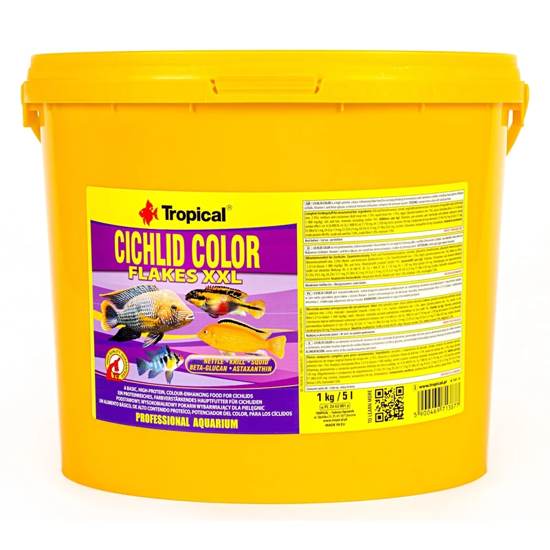CICHLID COLOR FLAKES 5L / 1kg - fish food for cichlids, colour-enhancing flakes