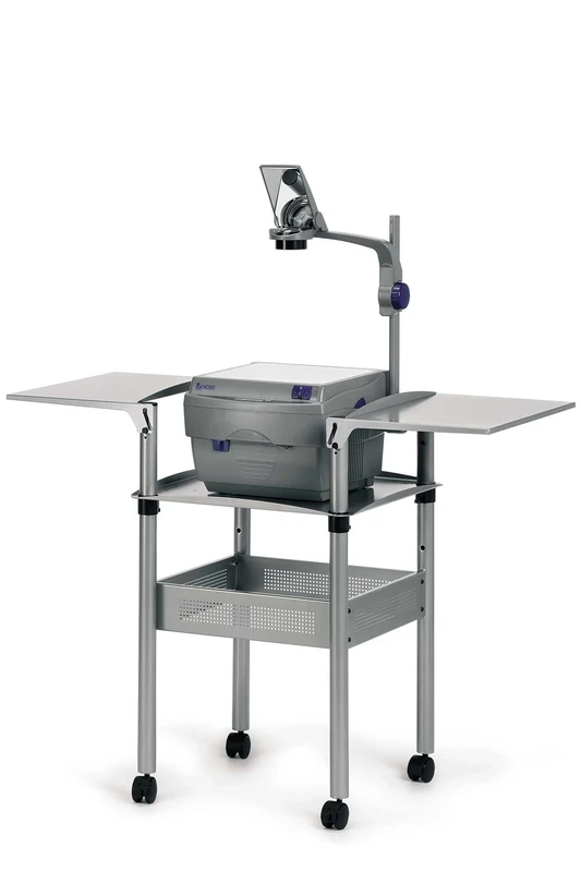 Nobo Overhead Projector Trolley with Adjustable Height and Folding Shelves, Steel Grey