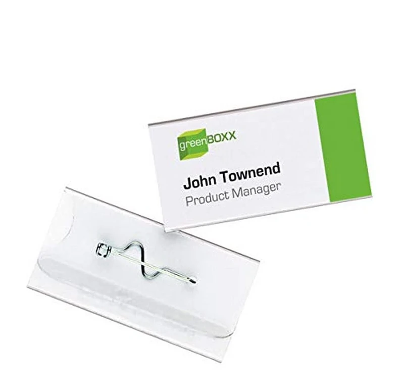 Durable Conference Pin Name Tag Badge Holders + Inserts - 100 Pack - 30 x 60mm - Easy to Attach without Damaging Clothing