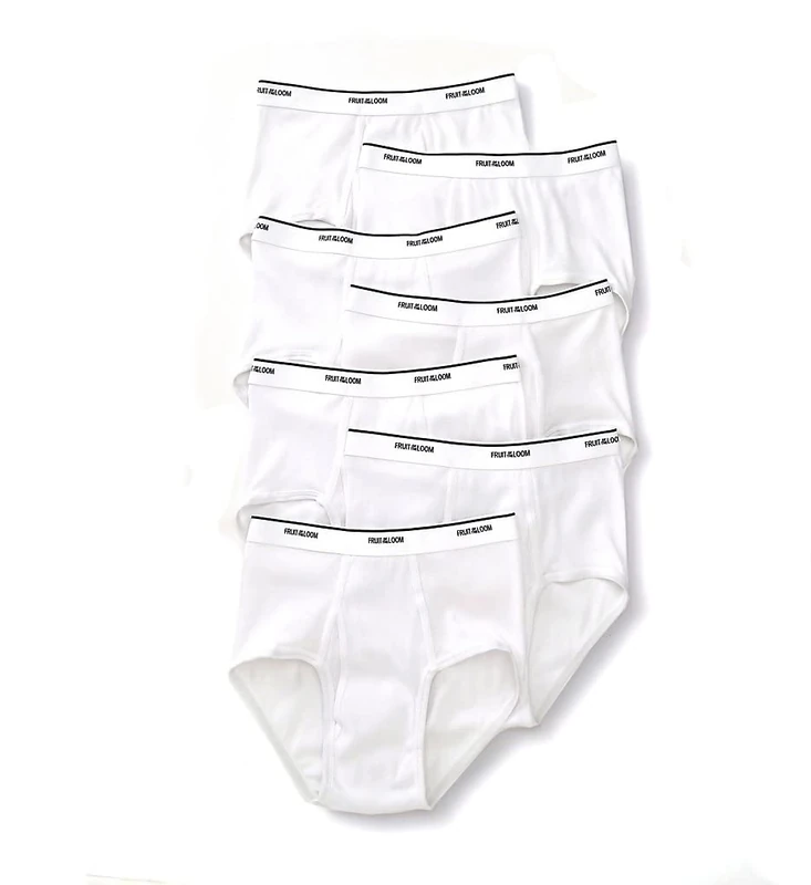 Fruit of the Loom Men's Basic White Brief Multipack, White, L