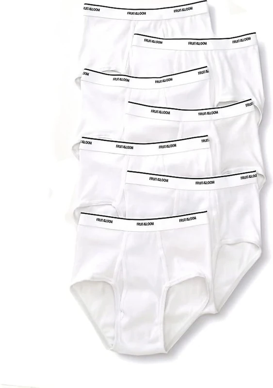 Fruit of the Loom Men's Basic White Brief Multipack, White, XL