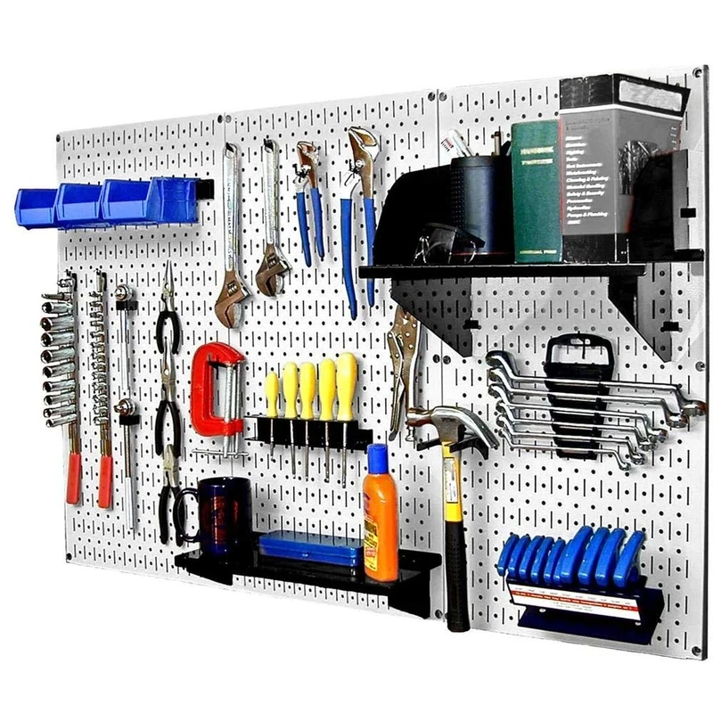 Wall Control 30-WRK-400WB Standard Workbench Metal Pegboard Tool Organizer,White/Black