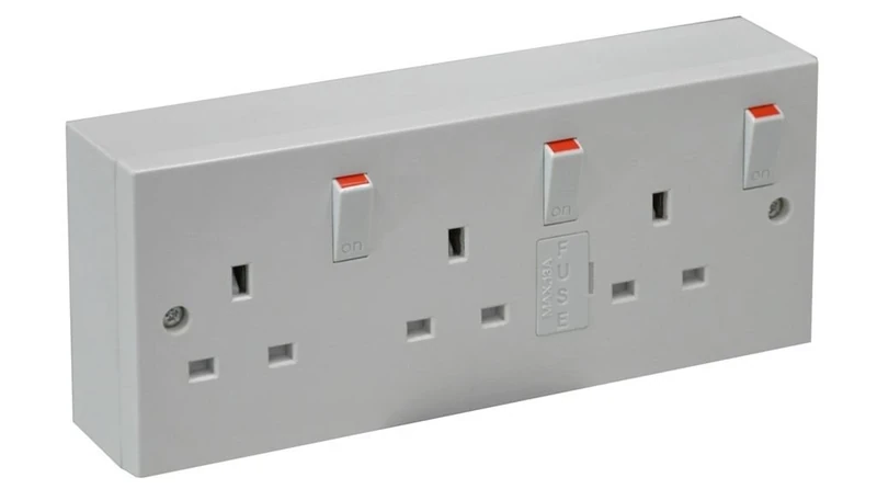 White Triple Switched Socket with Back Box