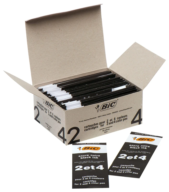 BIC 2 or 4 Colour Pen Refills - Black Ink (Box of 50)