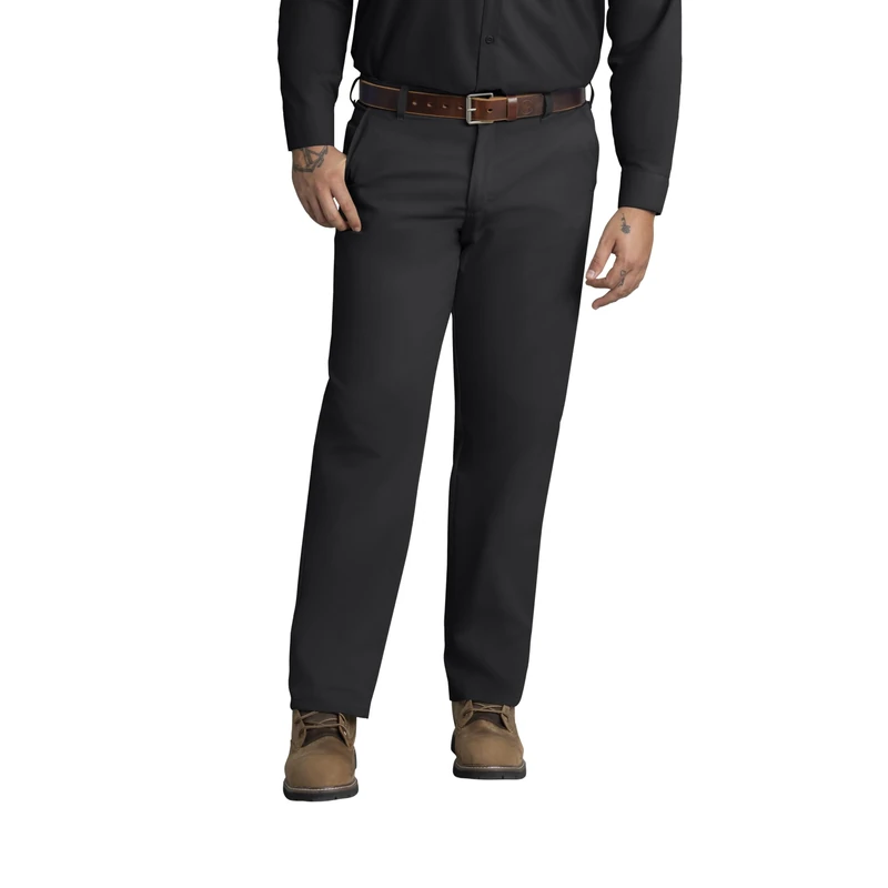 Red Kap Men's Stain Resistant, Flat Front Work Pants Utility, Black, 34W x 34L