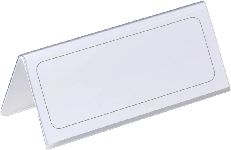 Durable Table Place Name Holder 61 x 150mm Transparent - Pack of 25 - Perfect for Meetings, Conferences, Events, etc.