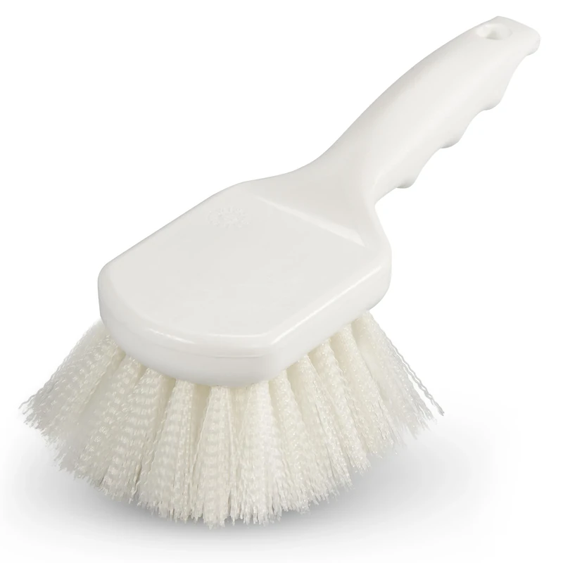 Carlisle FoodService Products 3662000 Flo-Pac Plastic Handle Utility Scrub Brush, Nylon Bristles, 2" Bristle Trim, 8" Length, White (Pack of 12)