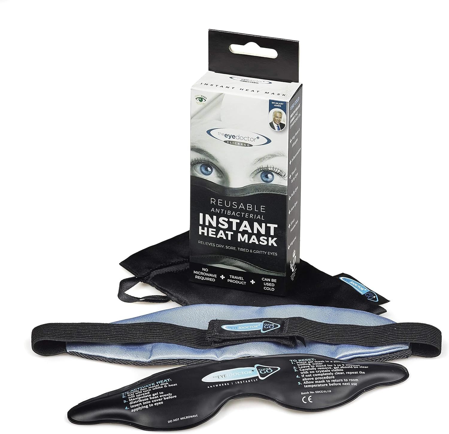 The Eye Doctor Click & Go – Instant Reusable Gel Pack Hot Eye Compress for Dry Eye, Blepharitis and MGD Treatment – Use The Eye Mask Anywhere Instantly, no Need to Microwave