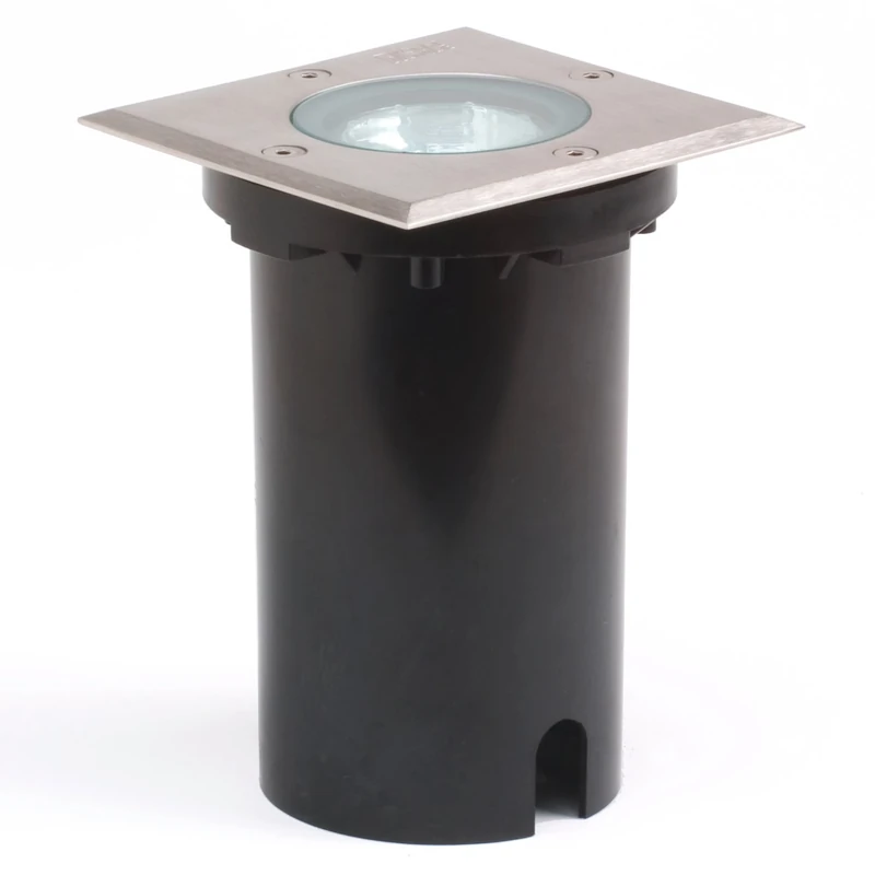 Konstsmide 7608-310 Square Ground Spot / GU10 Max 7W / IP65 / 230-240 Volt / Aluminium Silver / Clear Glass