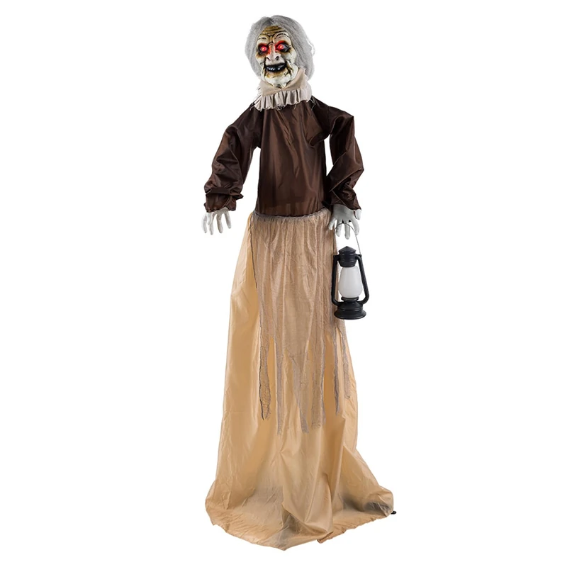 Boland 74341 Standing Horror Decoration with LED, Witch with Lantern, Movement and Sound for Theme Party and Halloween - Image 1