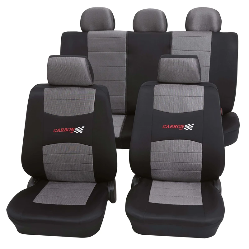 Seat Cover Set Universal Carbon Black 11 Pieces Size SAB 1 Vario