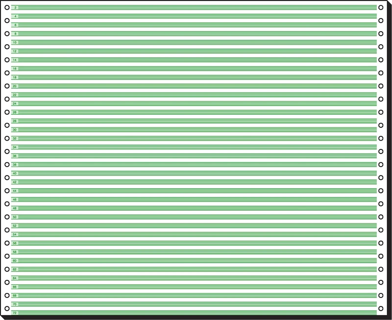 Computer Paper 12 Inches x 375 MM, with Green Reading Strips, 1 Part, 60 g, 2000 Sheets