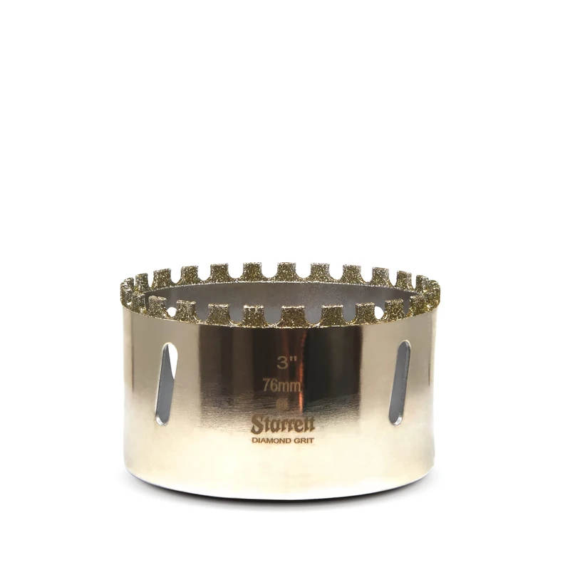 Starrett Diamond Grit Hole Saw - D0300 Ceramic and Tile Drill Cutter - For Brick Glass Marble Slate Stone Porcelain - 76mm (3 inch)