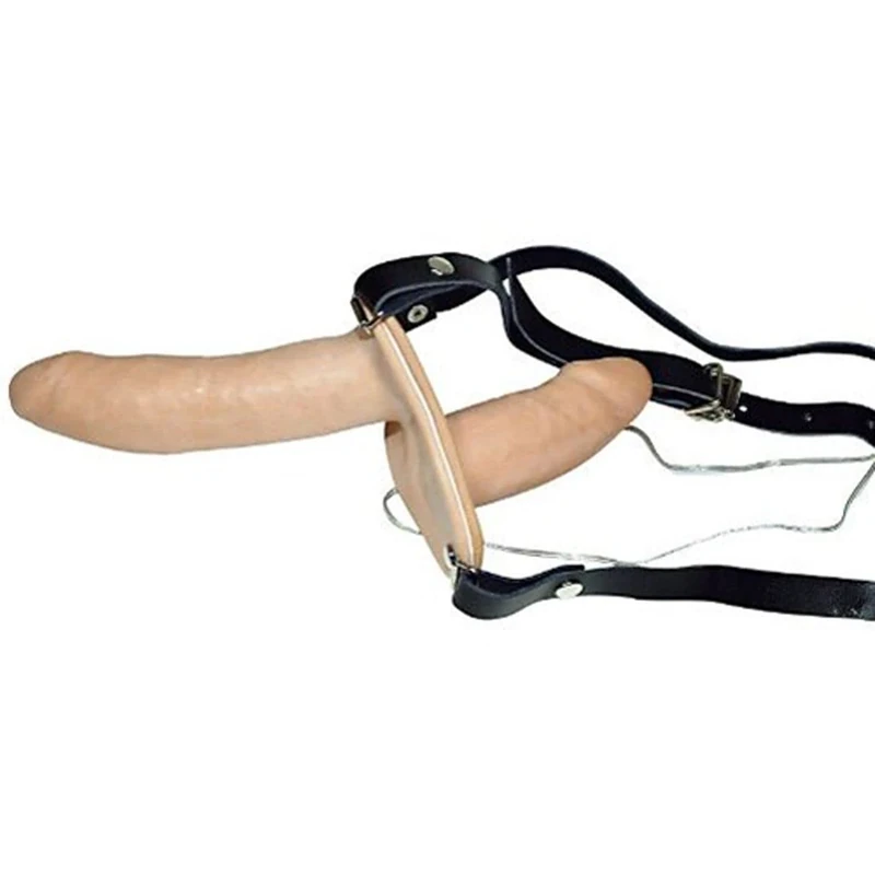 Vibrating Flesh Strap On Duo Vibrating Dongs