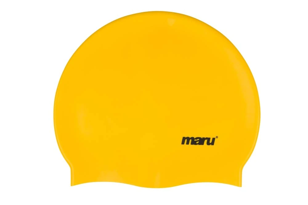 Maru Swimming Hat, 100% Silicone Swim Cap, Unisex Adult Swimming Cap, Lightweight Swimming Caps for Men and Women, Comfortable and Durable Swim Hats Designed in the UK (Yellow, One Size)