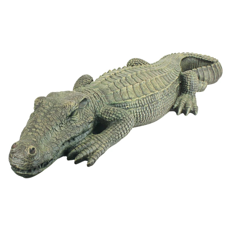 Design Toscano The Swamp Beast Lawn Alligator Crocodile Garden Sculpture, 94 cm, Polyresin, Full Color, Beige
