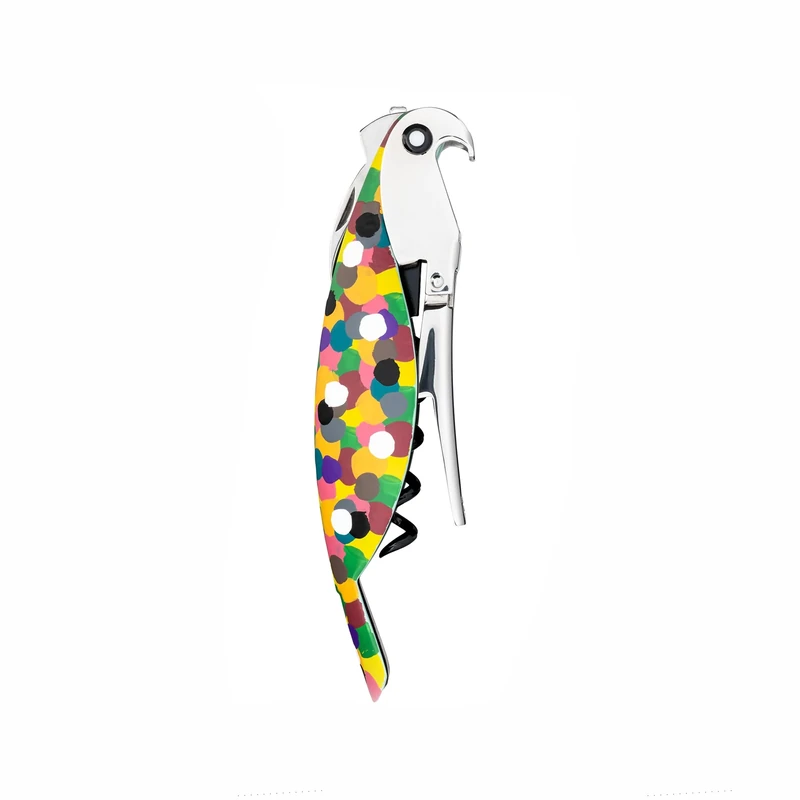 Alessi AAM32 1 - Designer Parrot Corkscrew, in Aluminium, Hand-Decorated, Multicolour, 13 cm x 2.5 cm