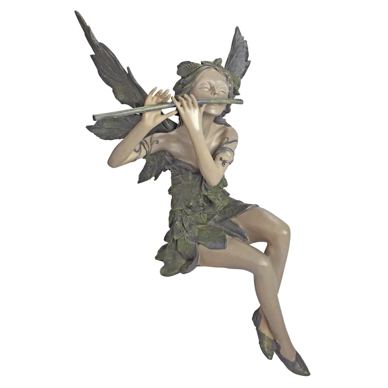 Design Toscano Fairy of the West Wind Sitting Garden Statue, 48.5 cm, Polyresin, Two Tone Stone