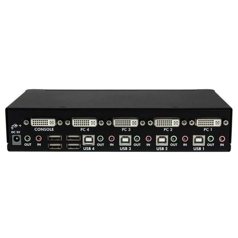 StarTech.com 4 Port High Resolution USB DVI Dual Link KVM Switch with Audio and USB 2.0 Hub (SV431DVIUAHR), black