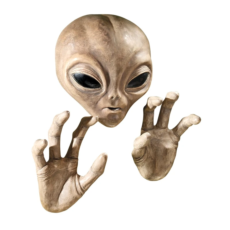 Design Toscano PD0434 Roswell The Alien Wall Sculpture Plaque, 33 cm, Set of Head and Two Hands, Polyresin, Full Colour