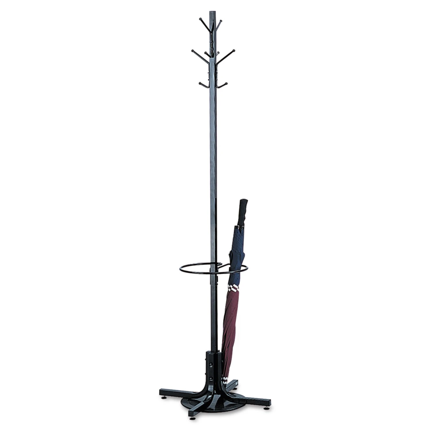 Safco Steel Coat Stand with Umbrella Holder with 8 Hook - Black