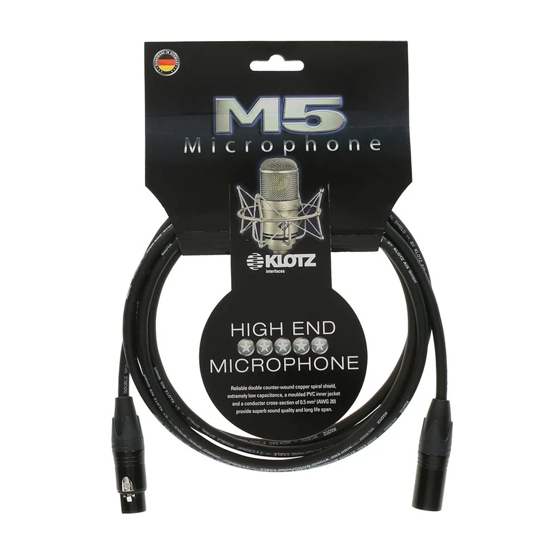 Klotz M5FM10 M5 XLR Microphone Cable, Male to Female, 33ft, 33 ft