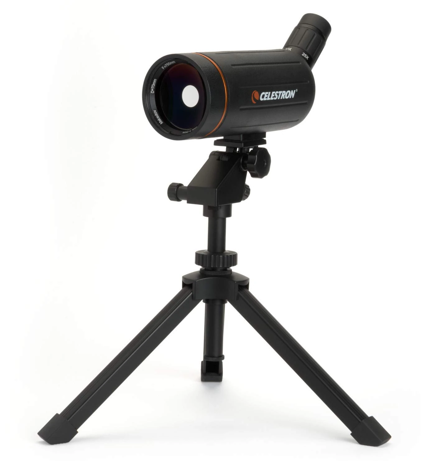 Celestron 52238 Mini Mak 70mm Angled Spotting Scope – Maksutov Spotting Scope – Great for Long Range Viewing – 25–75x Zoom Eyepiece – Multi-Coated Optics – Rubber Armored – Tabletop Tripod Included