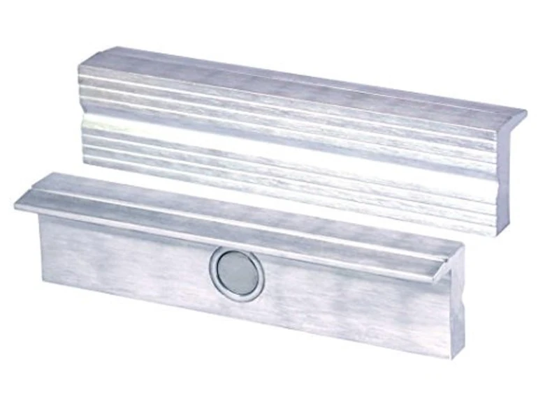 Heuer 110120 Vice Jaws/Protective Jaws, Rectangular, Plane-Parallel, Integrated Special Magnets, fits 120 mm vice, Material: Aluminium