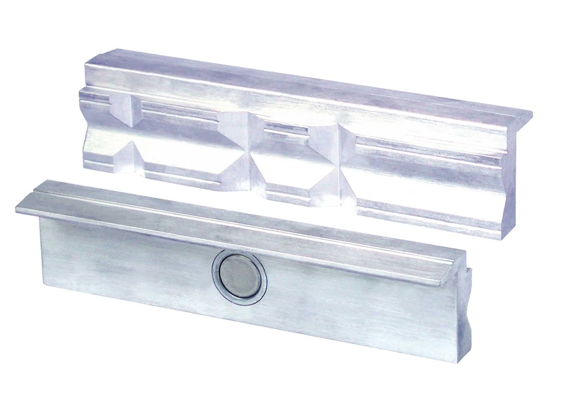 Heuer Vice Jaws (Protective Jaws Right-Angle; Flat Parallel; Integrated Special Magnets; Suitable for vice 100 mm; Material: Aluminium) 109100