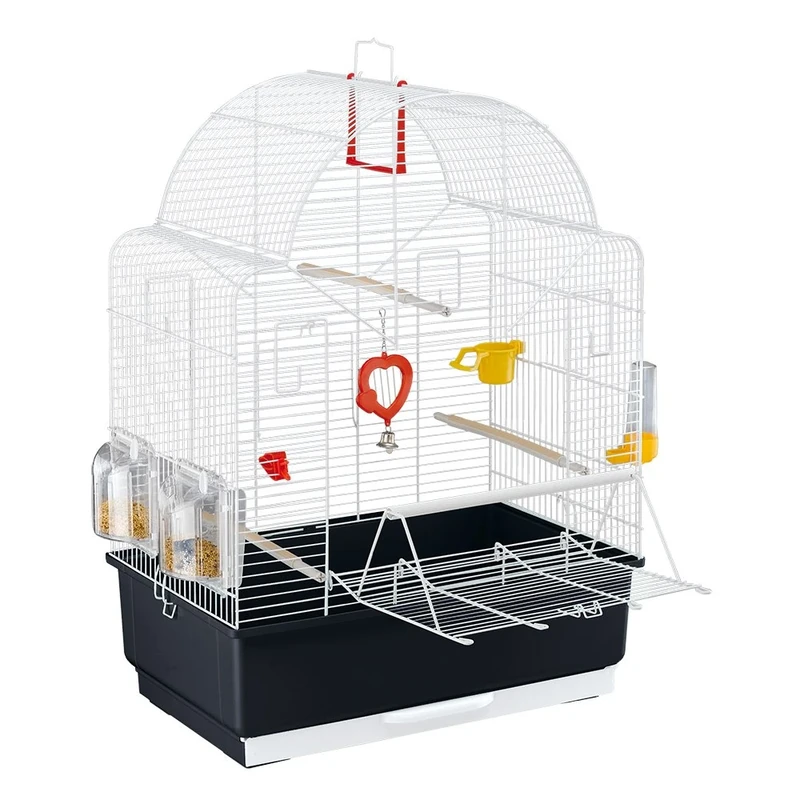 Ferplast Bird Cage Ibiza Open Cage for Birds, Canaries, Budgies, Finches, Loverbirds, Metal, Accessories Included Rotating Feeders Perches, 49.5 x 30 x h 69 cm