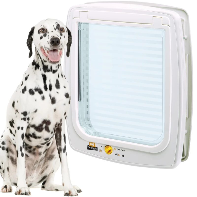Ferplast Swing 15 Universal Cat Flap for Dogs and Cats - 4 Selectable Closing Modes - Wind-Stopper System - Closing Shock Absorber - Magnetic Anti-Oscillation - Transparent Door - White