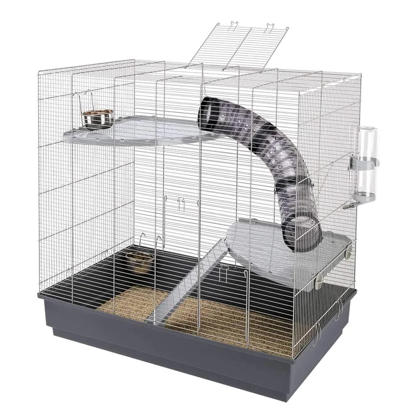 Ferplast JENNY Large Rat and Ferret Cage - Multi-Level Habitat with Tunnel System & Ladder - Includes Accessories - Easy Maintenance & Clean, 80x50xh79.5 cm