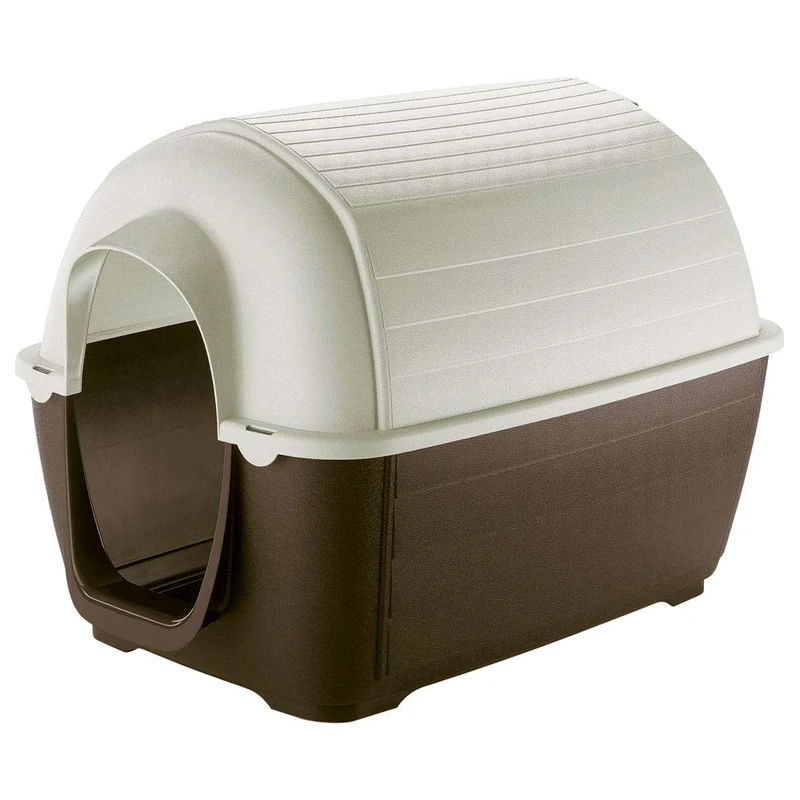 Ferplast Outdoor Dog Kennel Kenny 07 Dog House Made of Impact and UV-Resistant thermoplastic Resin, Liquid Drain System, Ventilation Grill, Can be dismantled for Cleaning, 80 x 111,6 x h 80 cm