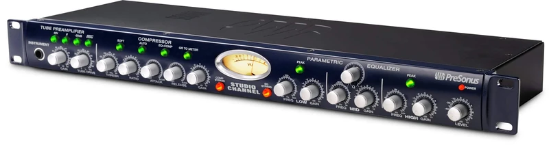 PreSonus Studio Channel, 1-Channel Vacuum-Tube Channel Strip and DI with valve preamp, compressor and EQ for microphones and instruments