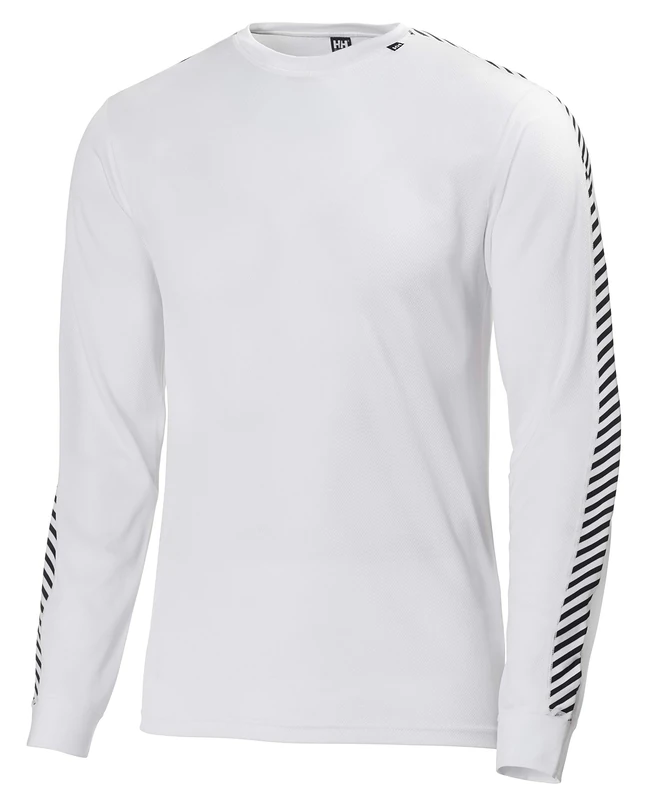 Helly Hansen Mens Lifa Stripe HH Crew Base Layer Top, XS, White