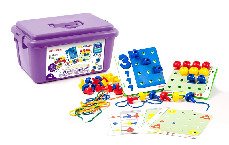 Miniland Miniland31785 Peg Activity Stacking Set in Container (144-Piece)