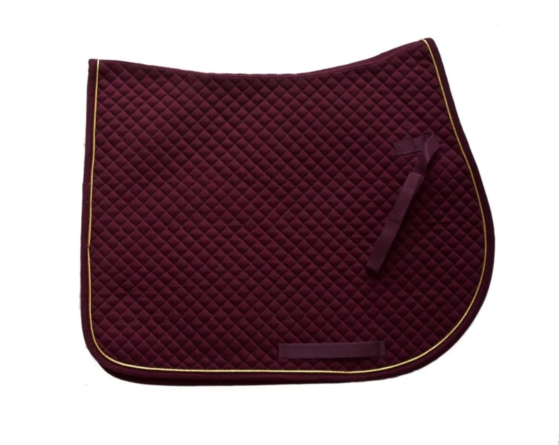 HKM Saddle Cloth 7391 Dark Red/Gold Thoroughbred/Warmblood