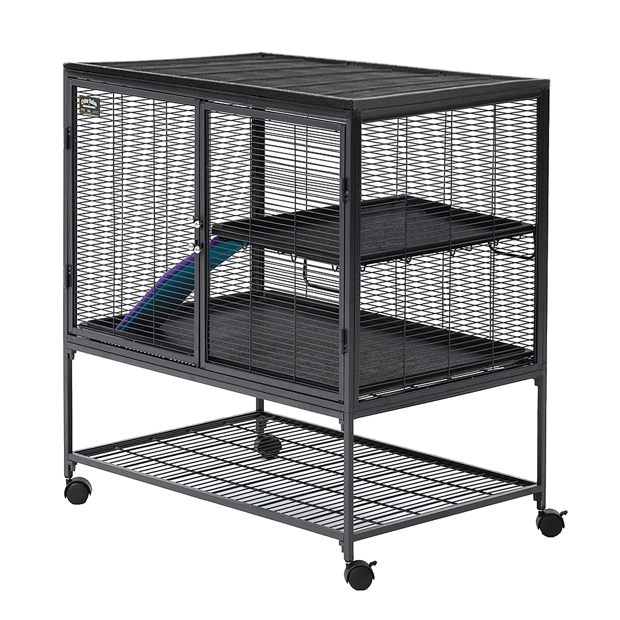 MidWest Homes for Pets Critter Nation Single Unit Small Animal Cage, 2 Tiers, Includes Pan, Shelf, Ramp & Cover, for Rats, Ferrets, Chinchillas, Sugar Gliders