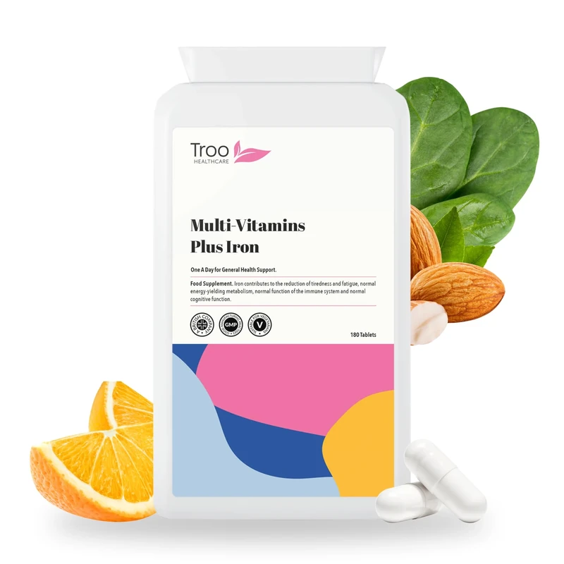 Multi Vitamins with Iron by Troo Healthcare - One-A-Day Multivitamin for Men & Women - Immune Support, Boosts Energy & Vitality - Daily Multivitamin Tablets for Women & Men - Multivitamins - 180 Count